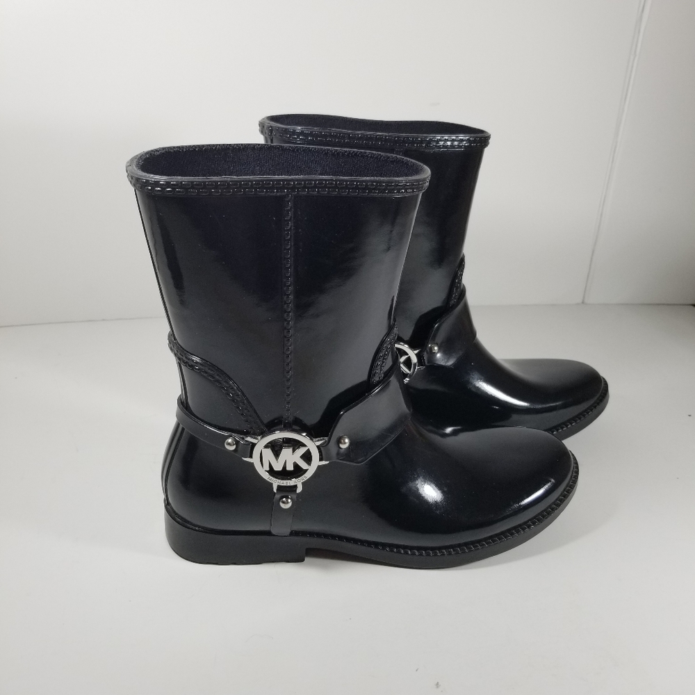 Michael Kors Boots Women's Size 8 Fulton Harness Mid Calf Black Rain Boots